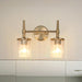 Vanity Light Thesis 207693A Andrea 15 inch 2 light Champagne Gold Vanity Light with Clear Ribbed Glass Shades THESIS