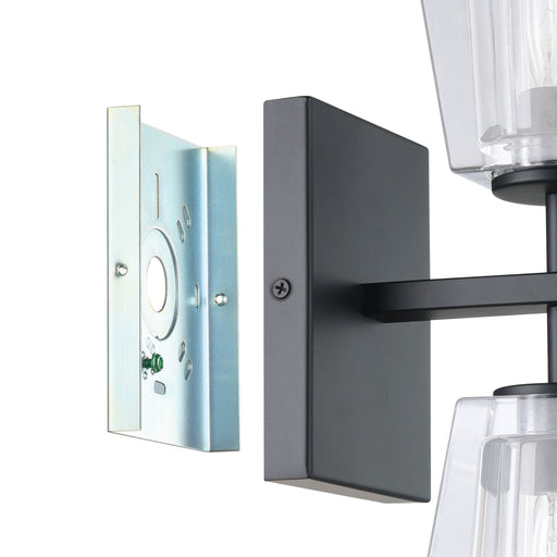 Vanity Light Thesis 206986A Valentin 13 inch 2 light Matte Black Vanity Light with Clear Pressed Glass Shades THESIS