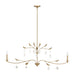 Chandelier Thesis 207343A Presley 56 inch 2 light Champagne Gold Linear Chandelier with Clear Glass Drops and White Linen Shades THESIS