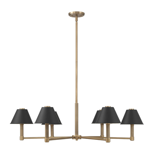 Chandelier Thesis 207333A Mcgill 40 inch 6 light Natural Brass Chandelier with Matte Black and Gold Metal Shades THESIS