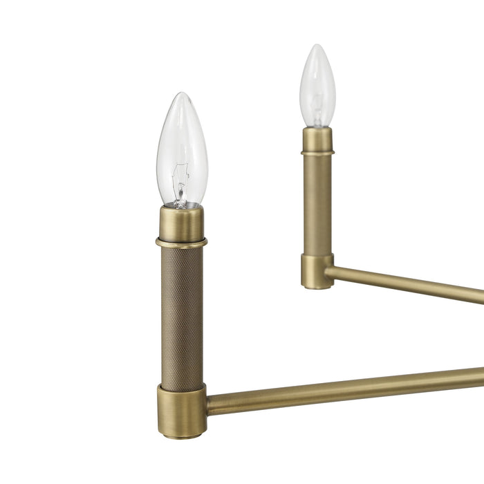 Chandelier Thesis 207333A Mcgill 40 inch 6 light Natural Brass Chandelier with Matte Black and Gold Metal Shades THESIS