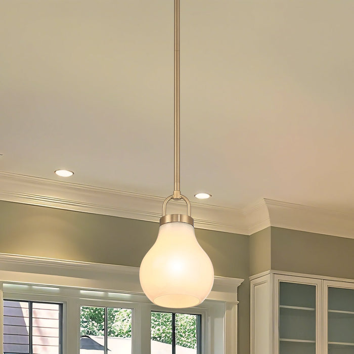 Pendant Light Thesis 207653A Mansfield 6 inch 1 light Champagne Gold Pendant Light with Opal Glass Shade THESIS