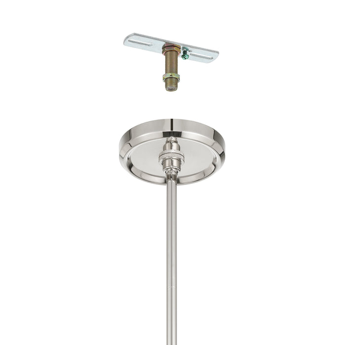Chandelier Thesis 207373A Sussex 29 inch 6 light Polished Nickel and Dark Brown Faux Leather Chandelier THESIS