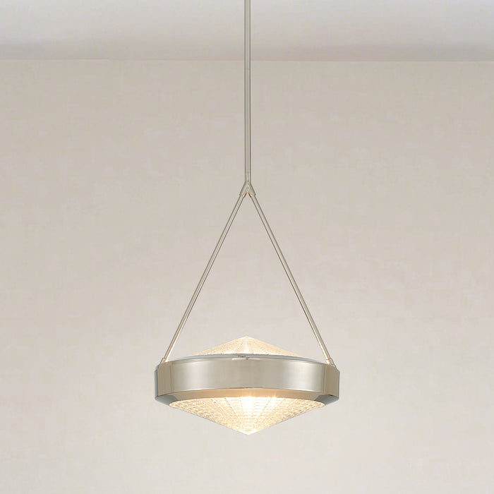 Pendant Light Thesis 207428A Agate 15 inch 3 light Polished Nickel Pendant Light with Clear Holophane Glass Shade THESIS
