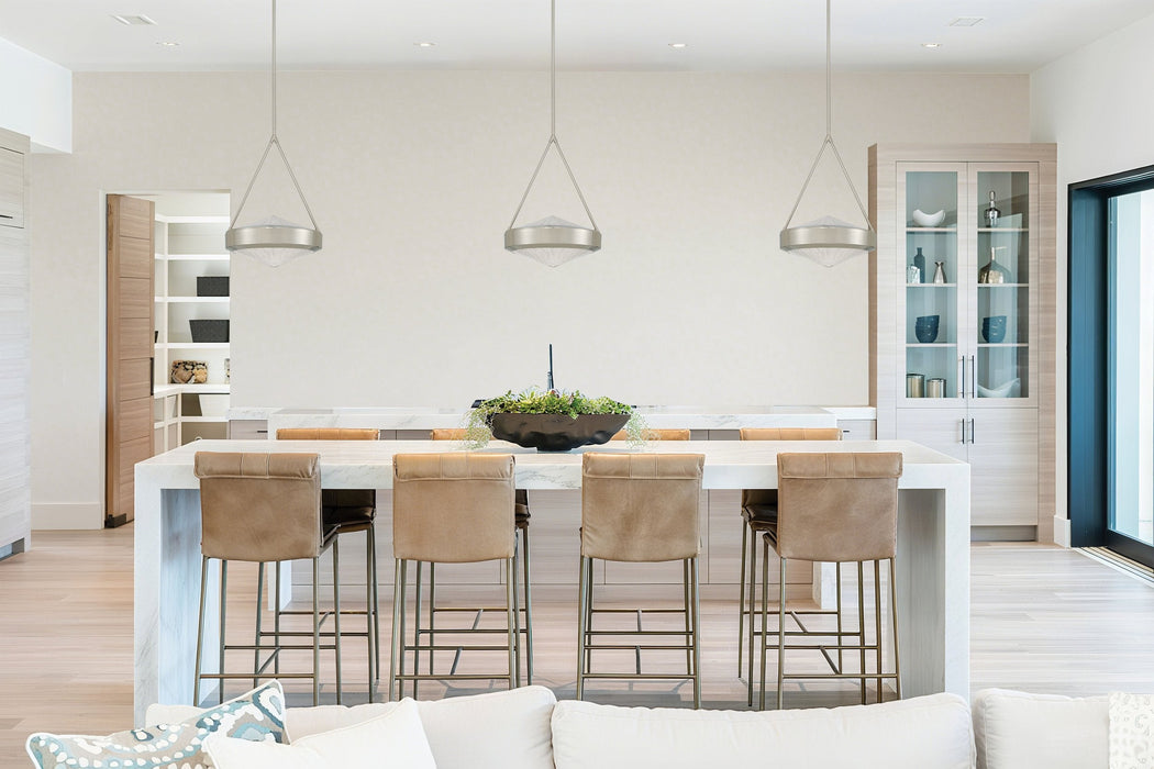 Pendant Light Thesis 207428A Agate 15 inch 3 light Polished Nickel Pendant Light with Clear Holophane Glass Shade THESIS
