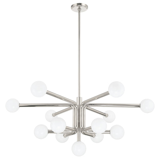 Chandelier Thesis 207349A Stockholm 40 inch 13 light Polished Nickel Chandelier with Opal Glass Shades THESIS