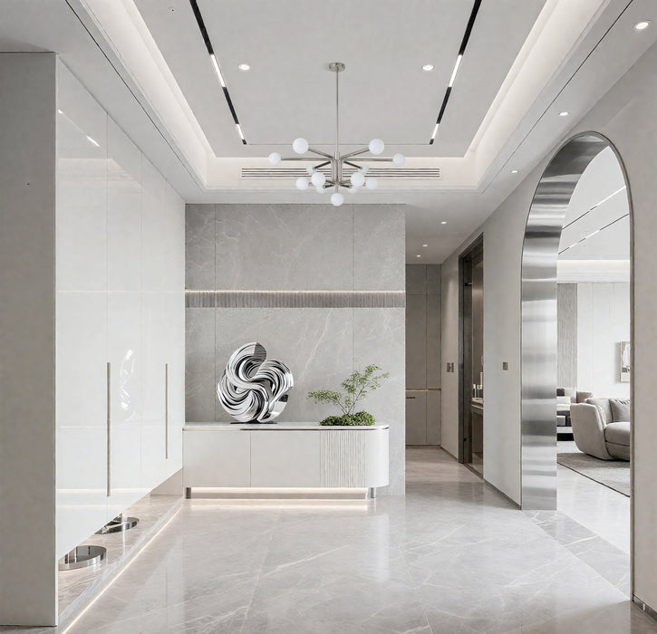 Chandelier Thesis 207349A Stockholm 40 inch 13 light Polished Nickel Chandelier with Opal Glass Shades THESIS