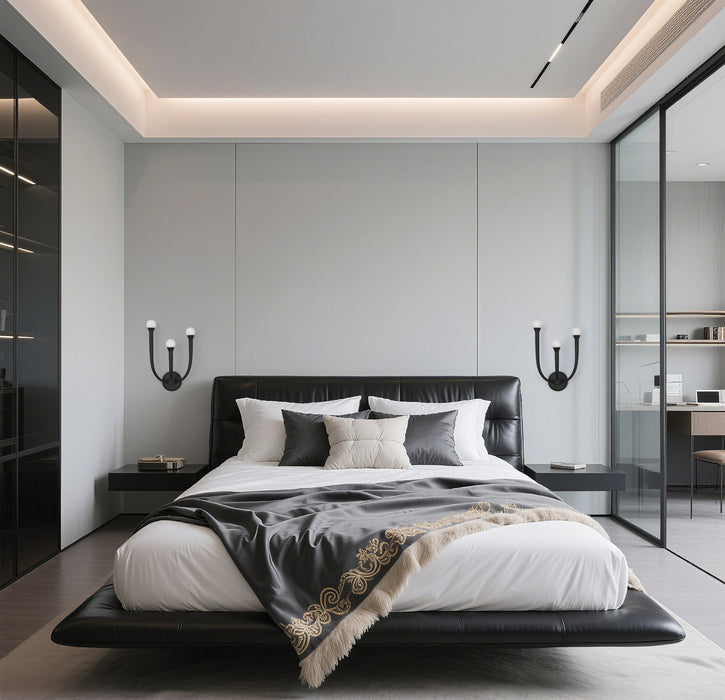 Wall Sconce Thesis 207264A Dahlia 18 inch 3 light Textured Black Wall Sconce with Opal Glass Shades THESIS