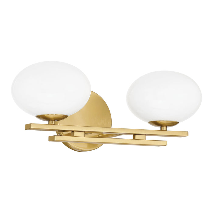 Vanity Light Thesis 207383A Julep 16 inch 2 light Brushed Gold Vanity Light with Opal Glass Shades THESIS