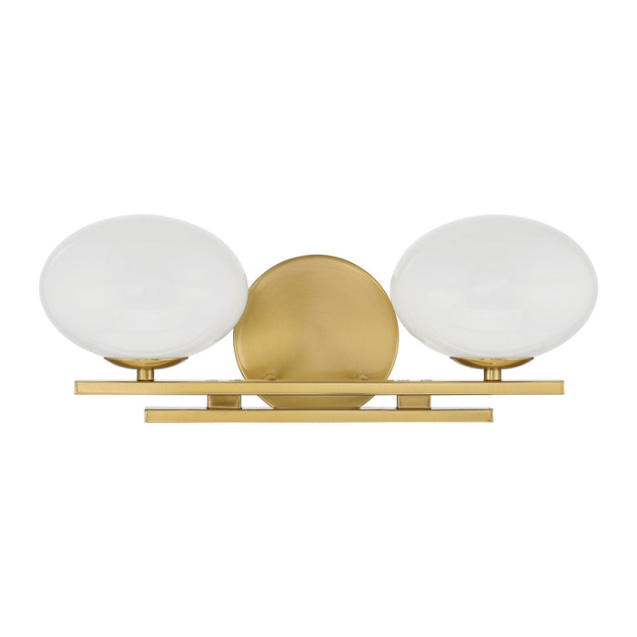 Vanity Light Thesis 207383A Julep 16 inch 2 light Brushed Gold Vanity Light with Opal Glass Shades THESIS