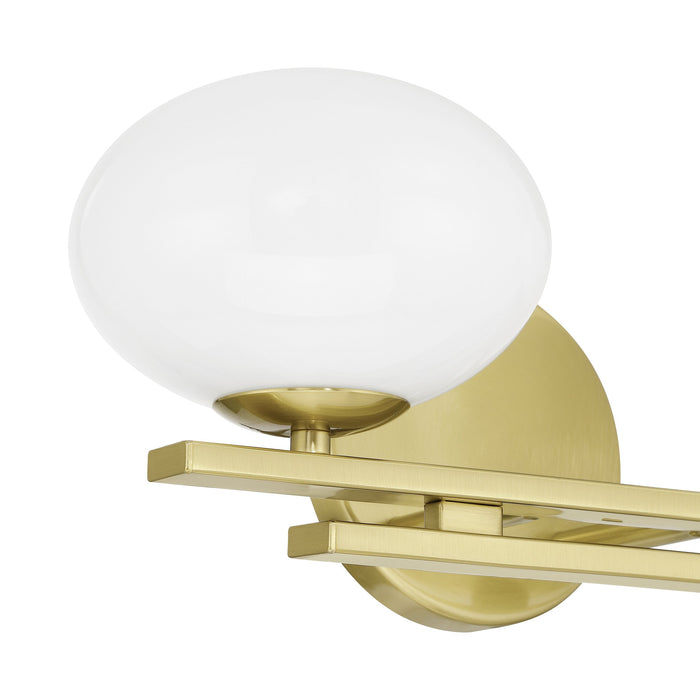 Vanity Light Thesis 207383A Julep 16 inch 2 light Brushed Gold Vanity Light with Opal Glass Shades THESIS