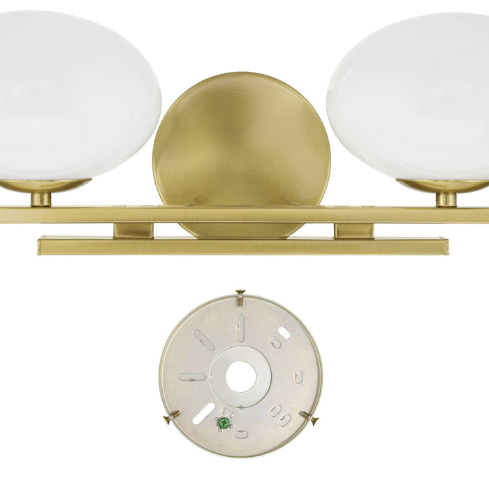 Vanity Light Thesis 207383A Julep 16 inch 2 light Brushed Gold Vanity Light with Opal Glass Shades THESIS