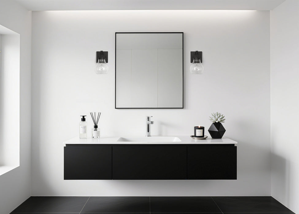 Vanity Light Thesis 207634A Mansfield 6 inch 1 light Matte Black Vanity Light with Clear Glass Shade THESIS