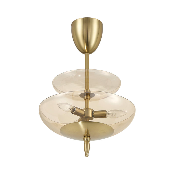 Convertible Pendant Thesis 207784A Fiorello 14 inch 3 light Brushed Gold Convertible Pendant with Smoked Amber Glass Shades THESIS
