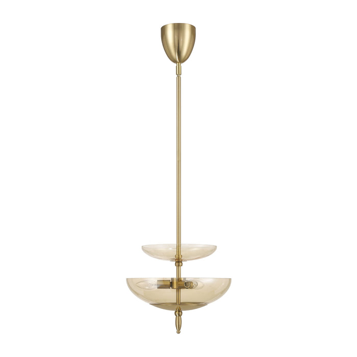 Convertible Pendant Thesis 207784A Fiorello 14 inch 3 light Brushed Gold Convertible Pendant with Smoked Amber Glass Shades THESIS