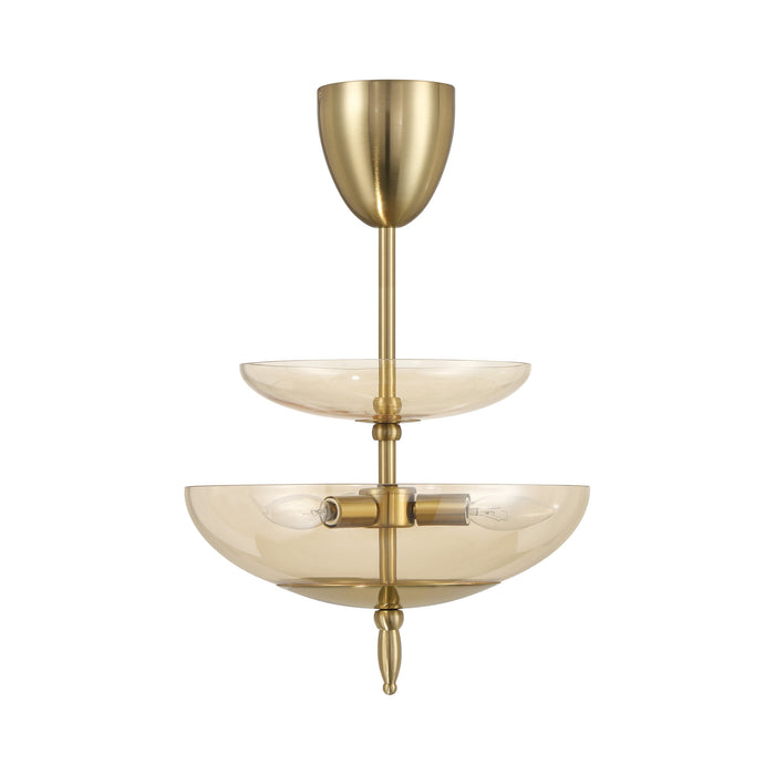 Convertible Pendant Thesis 207784A Fiorello 14 inch 3 light Brushed Gold Convertible Pendant with Smoked Amber Glass Shades THESIS