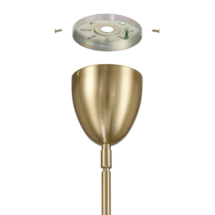 Convertible Pendant Thesis 207784A Fiorello 14 inch 3 light Brushed Gold Convertible Pendant with Smoked Amber Glass Shades THESIS