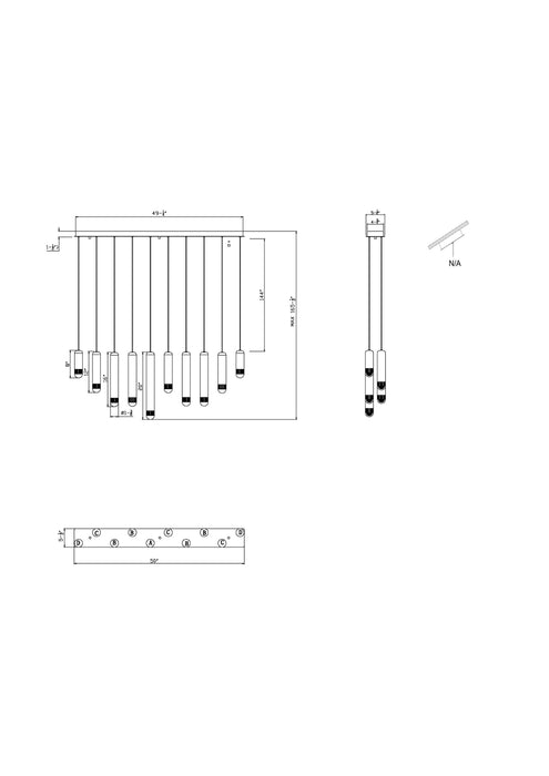 Eurofase 50129-010 Cambre 50" Matte Black LED Chandelier