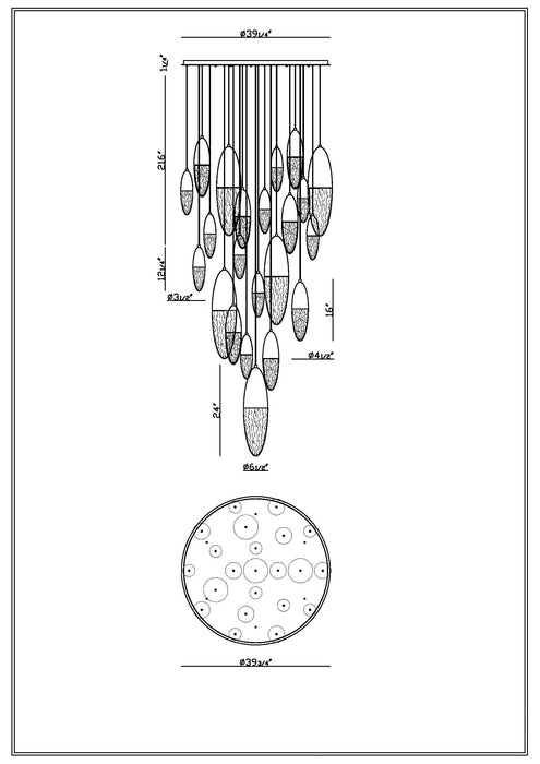 Eurofase 43860-025 Ecrou 40" Matte Black LED Chandelier