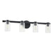 Vanity Light Thesis 207043A Bedminster 30 inch 4 light Matte Black Vanity Light with Clear Ribbed Glass Shades THESIS