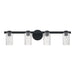 Vanity Light Thesis 207043A Bedminster 30 inch 4 light Matte Black Vanity Light with Clear Ribbed Glass Shades THESIS