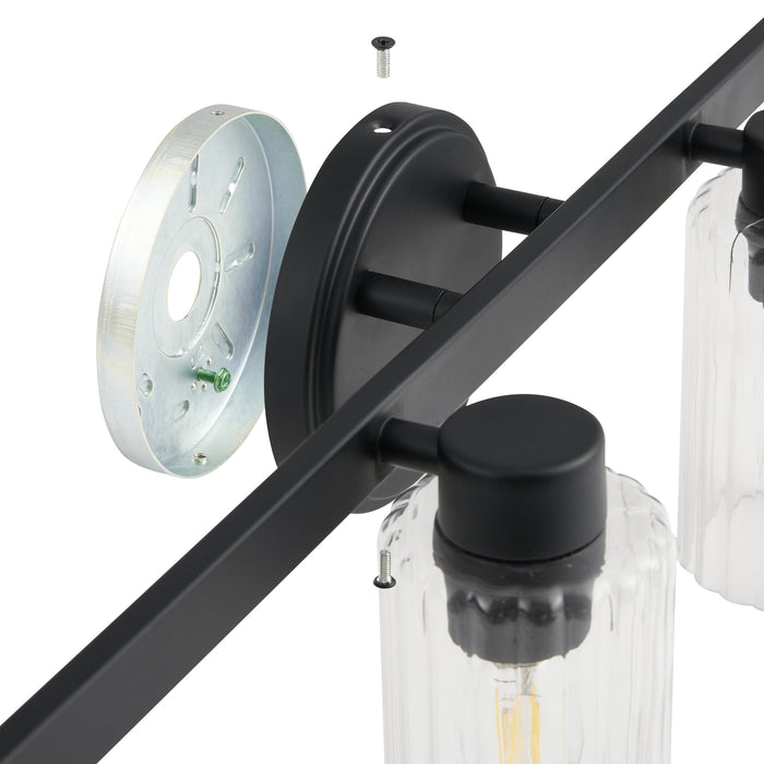 Vanity Light Thesis 207043A Bedminster 30 inch 4 light Matte Black Vanity Light with Clear Ribbed Glass Shades THESIS