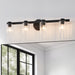 Vanity Light Thesis 207043A Bedminster 30 inch 4 light Matte Black Vanity Light with Clear Ribbed Glass Shades THESIS