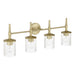 Vanity Light Thesis 207695A Andrea 32 inch 4 light Champagne Gold Vanity Light with Clear Ribbed Glass Shades THESIS