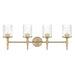 Vanity Light Thesis 207695A Andrea 32 inch 4 light Champagne Gold Vanity Light with Clear Ribbed Glass Shades THESIS