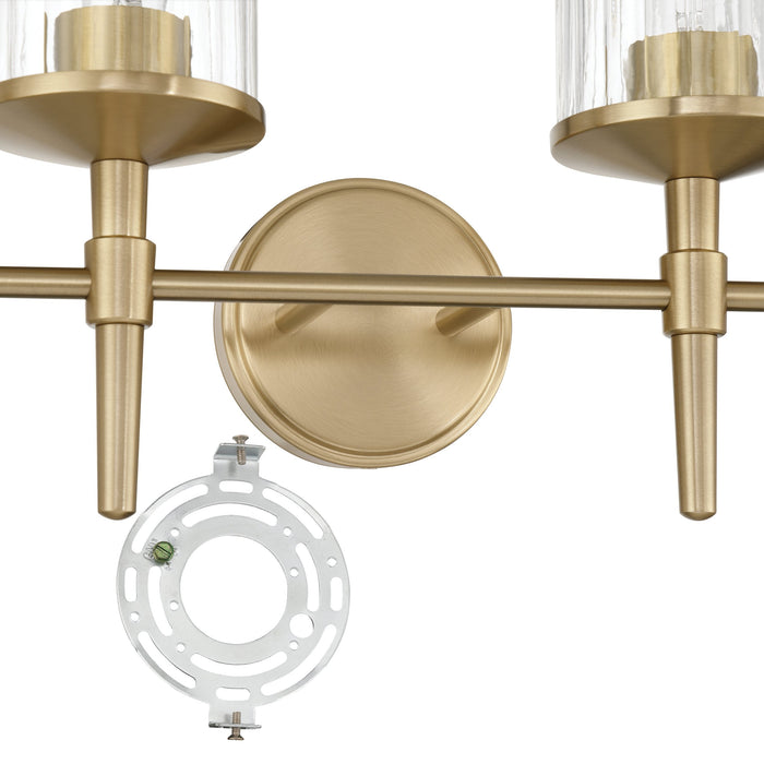 Vanity Light Thesis 207695A Andrea 32 inch 4 light Champagne Gold Vanity Light with Clear Ribbed Glass Shades THESIS