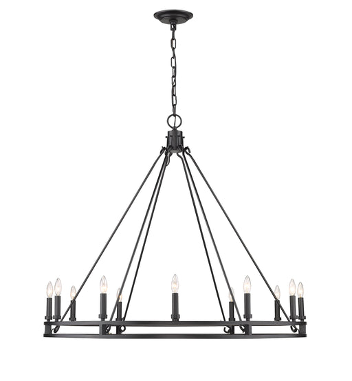 Chandelier Z-Lite 4005-12MB Matte Black Dennison 12 Light Chandelier Z-Lite