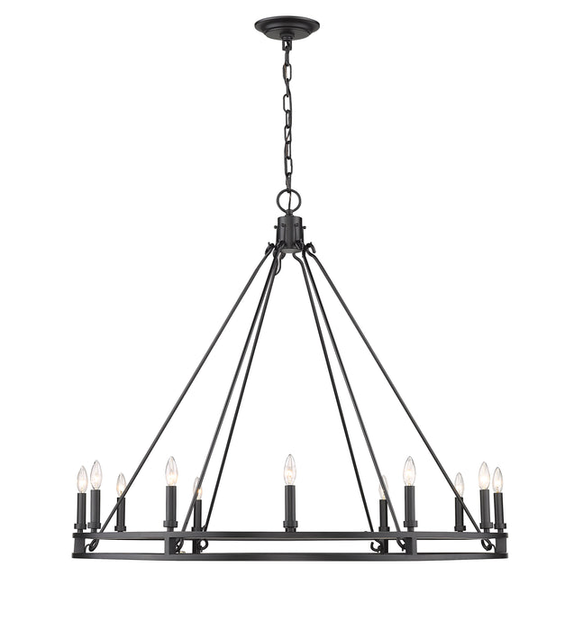 Chandelier Z-Lite 4005-12MB Matte Black Dennison 12 Light Chandelier Z-Lite