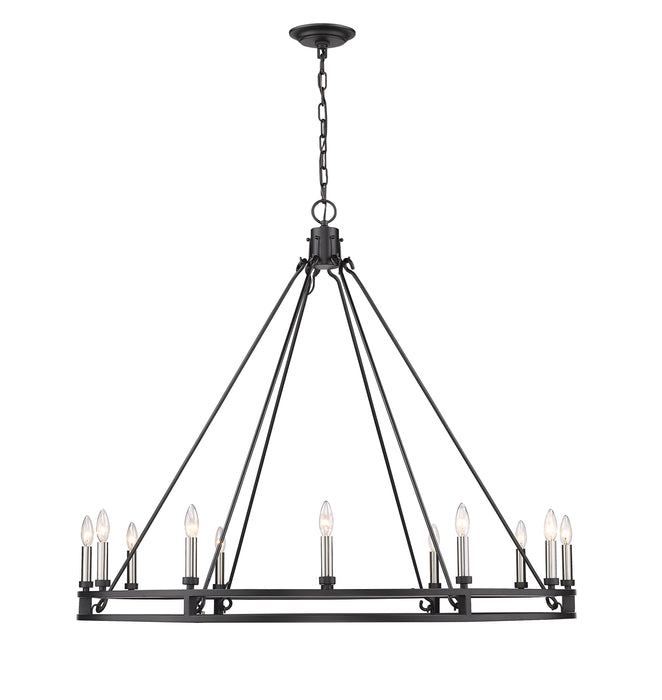 Chandelier Z-Lite 4005-12MB Matte Black Dennison 12 Light Chandelier Z-Lite