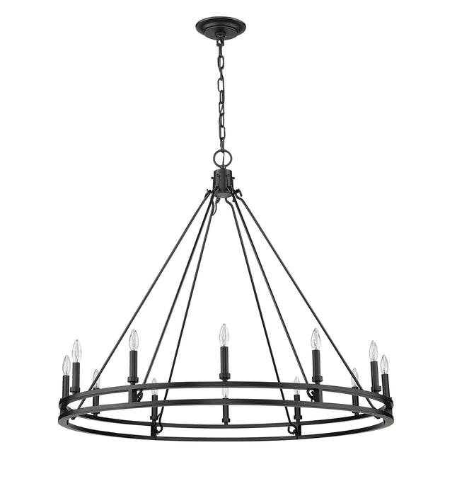 Chandelier Z-Lite 4005-12MB Matte Black Dennison 12 Light Chandelier Z-Lite