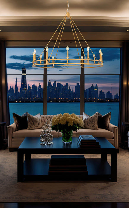 Chandelier Z-Lite 4005-12SBR Signature Brass Dennison 12 Light Chandelier Z-Lite