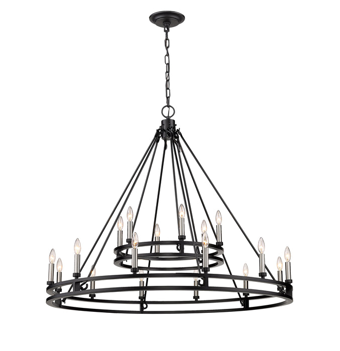 Chandelier Z-Lite 4005-18MB Matte Black Dennison 18 Light Chandelier Z-Lite