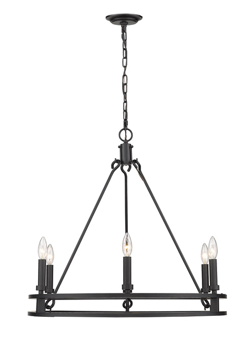 Chandelier Z-Lite 4005-6MB Matte Black Dennison 6 Light Chandelier Z-Lite