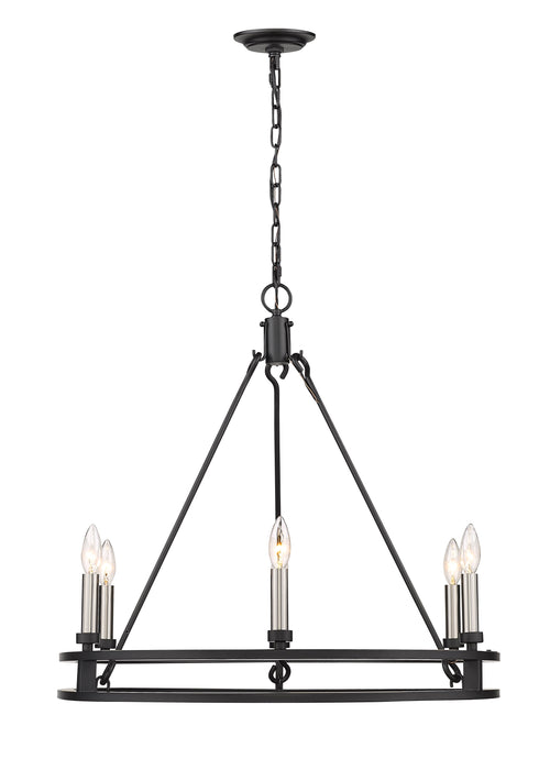 Chandelier Z-Lite 4005-6MB Matte Black Dennison 6 Light Chandelier Z-Lite