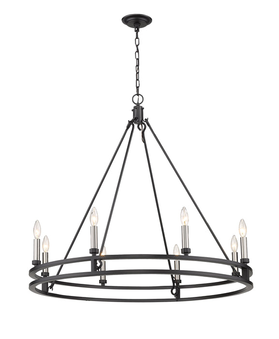Chandelier Z-Lite 4005-8MB Matte Black Dennison 8 Light Chandelier Z-Lite