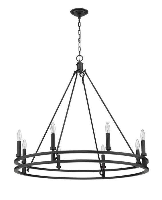 Chandelier Z-Lite 4005-8MB Matte Black Dennison 8 Light Chandelier Z-Lite