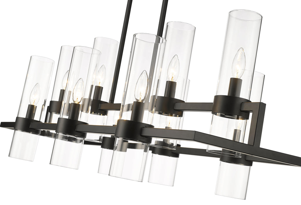 Linear Chandelier Z-Lite 4008-10MB Matte Black Datus 10 Light Linear Chandelier Z-Lite