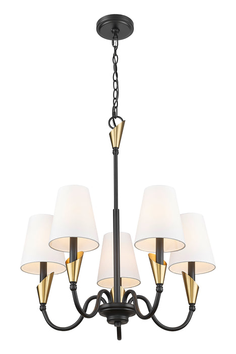 Chandelier Z-Lite 4014-24MB-MGLD Matte Black + Modern Gold Claudelle 5 Light Chandelier Z-Lite
