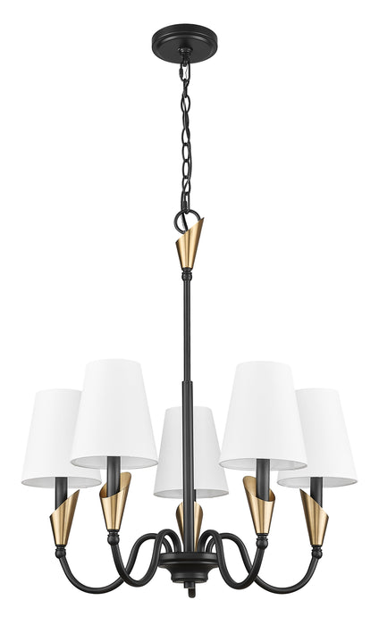 Chandelier Z-Lite 4014-24MB-MGLD Matte Black + Modern Gold Claudelle 5 Light Chandelier Z-Lite