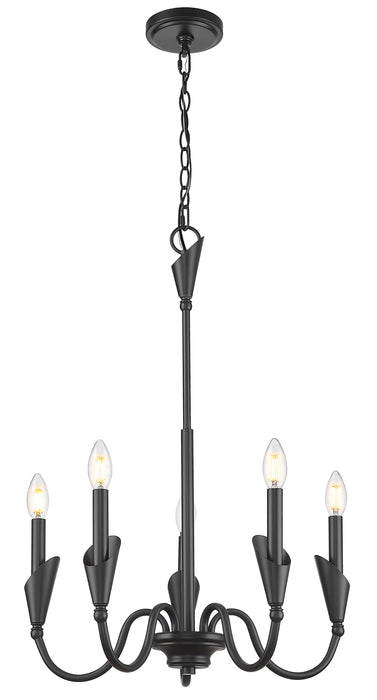 Chandelier Z-Lite 4014-24MB Matte Black Claudelle 5 Light Chandelier Z-Lite