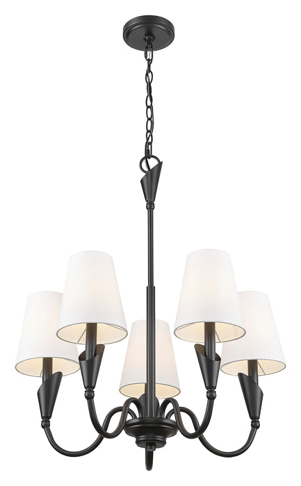 Chandelier Z-Lite 4014-24MB Matte Black Claudelle 5 Light Chandelier Z-Lite