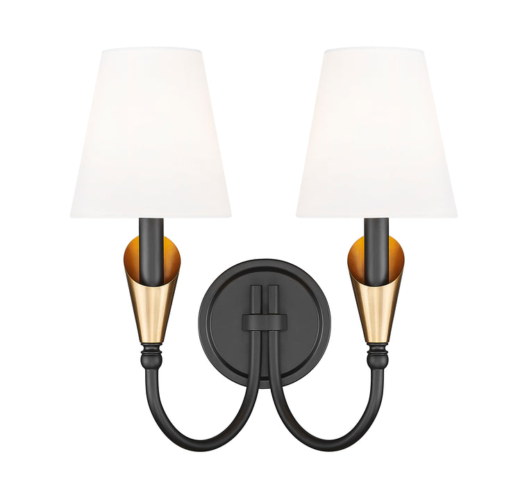 Wall Sconce Z-Lite 4014-2S-MB-MGLD Matte Black + Modern Gold Claudelle 2 Light Wall Sconce Z-Lite