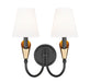 Wall Sconce Z-Lite 4014-2S-MB-MGLD Matte Black + Modern Gold Claudelle 2 Light Wall Sconce Z-Lite