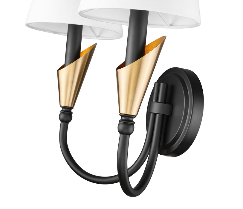 Wall Sconce Z-Lite 4014-2S-MB-MGLD Matte Black + Modern Gold Claudelle 2 Light Wall Sconce Z-Lite