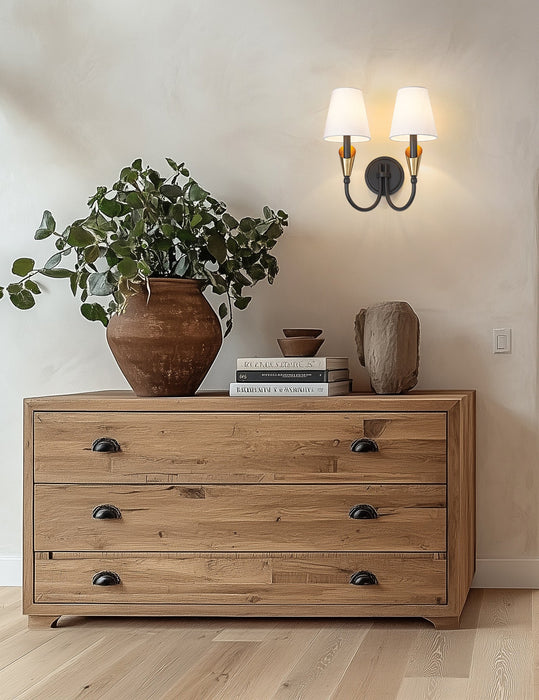 Wall Sconce Z-Lite 4014-2S-MB-MGLD Matte Black + Modern Gold Claudelle 2 Light Wall Sconce Z-Lite