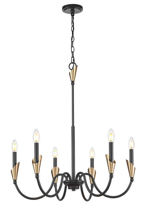 Chandelier Z-Lite 4014-32MB-MGLD Matte Black + Modern Gold Claudelle 6 Light Chandelier Z-Lite